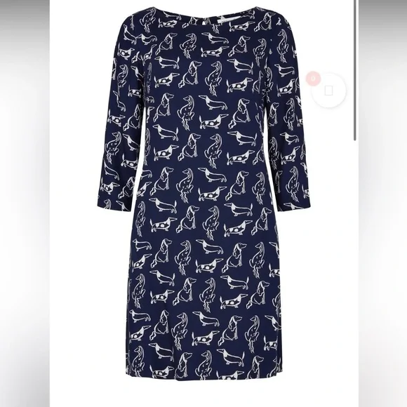 EMILY & FIN EFFY TUNIC DRESS CITY DOGS daschund navy blue long sleeve M - Picture 3 of 7